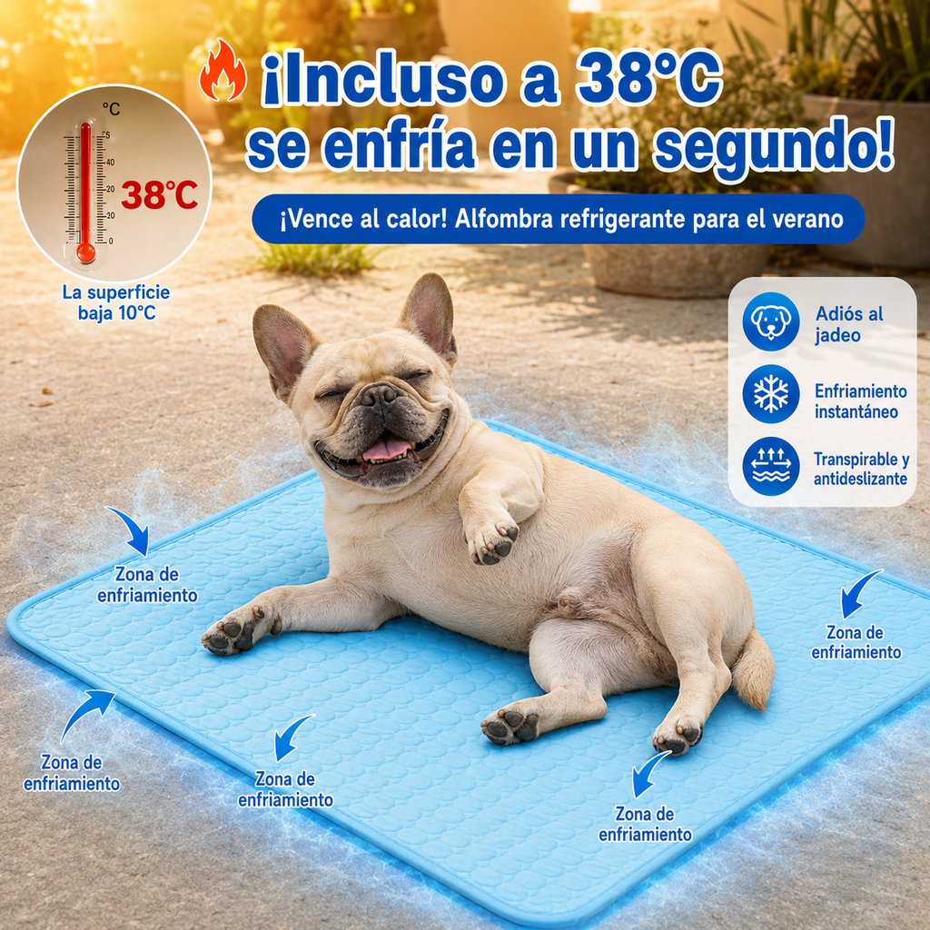 Alfombra Refrescante para Perros y Gatos | Gel Autorrefrigerante, Lavable, Sin Electricidad